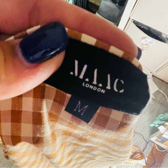 Maac London hull tie wrap shirt with puff sleeves and long wrap ribbon cotton m - Picture 4 of 8